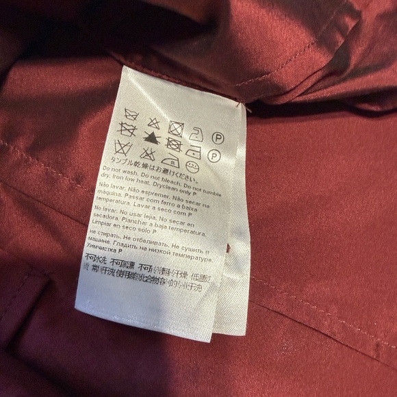 Escada Port Maroon Shimmer Stretch Button Down Blouse Crystal Buttons  38 (US 8) - Picture 6 of 14